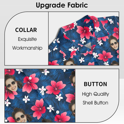 Custom Face Flower Petals Hawaiian Shirt | Personalized Tropical Aloha Shirt Father's Day Gift