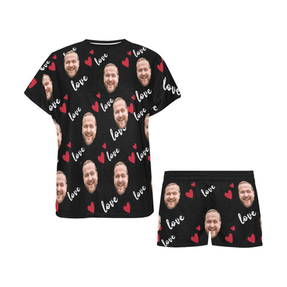 Custom Love Face Pajamas | Personalized Women's Short Pajama Set Unique Birthday Gift