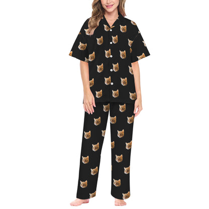 Custom Husband/Boyfriend Face Pajamas | Personalized Women's V-Neck Pajama Set Anniversary Gift