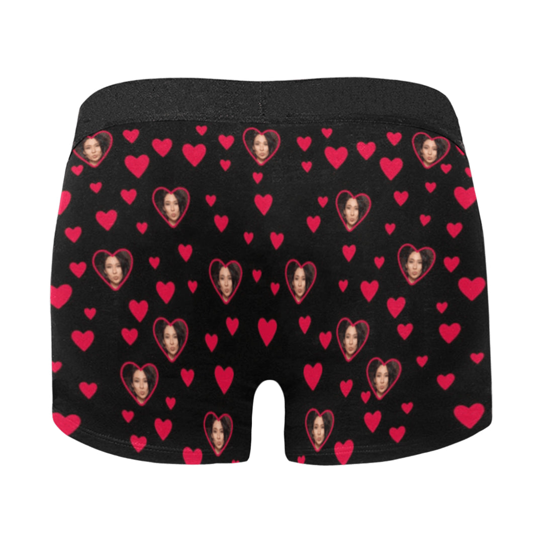 Custom Big Face For Love Underwear | Personalized Photo Men's Boxer Briefs Valentine's Day Gift