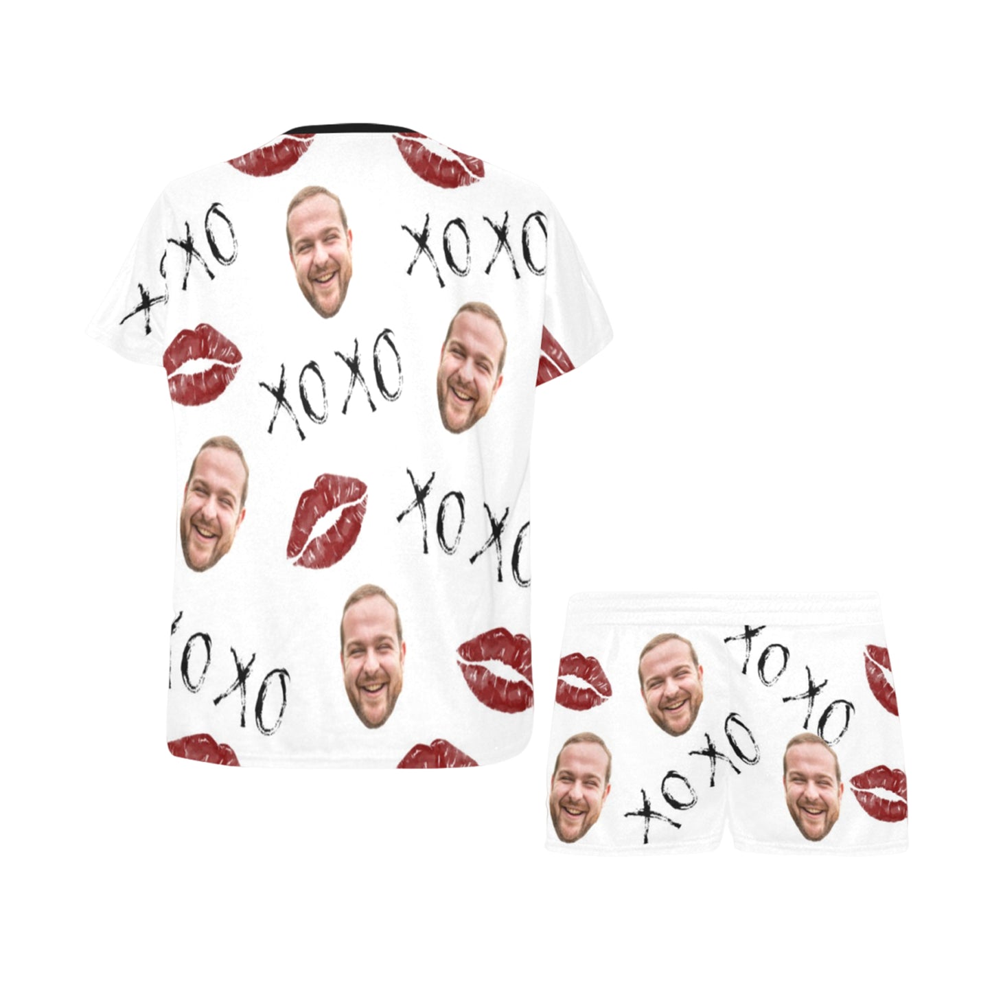 Custom Lip Love Face Pajamas | Personalized Women's Short Pajama Set For Lovers