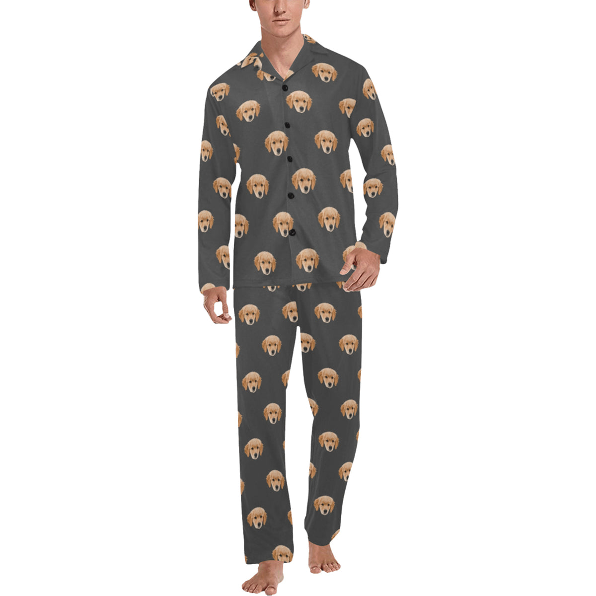 Custom Husband/Boyfriend Face Pajamas | Personalized Men's Long Pajama Set Gift for Him