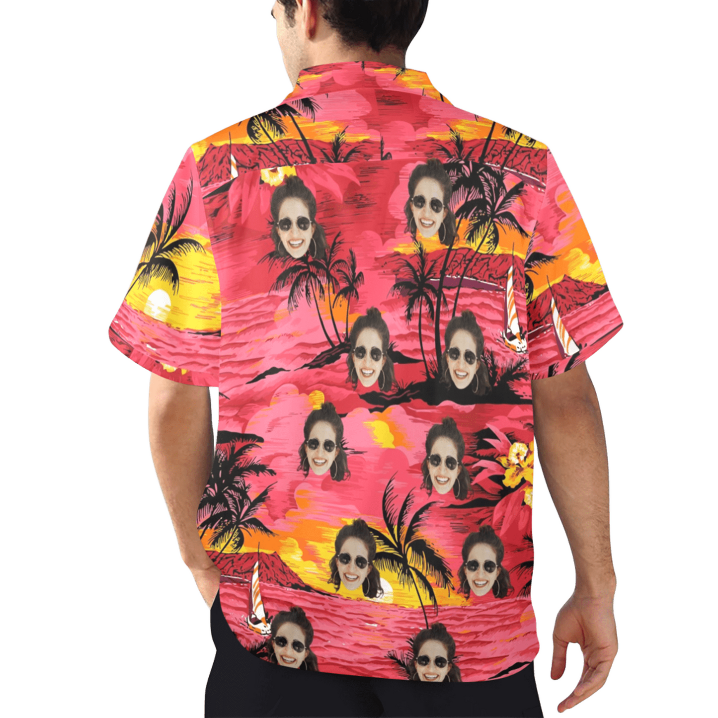 Custom Face Watercolor Print Hawaiian Shirt | Personalized Tropical Aloha Shirt for Beach & Vacation