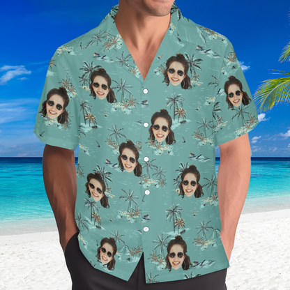 Custom Face Coconut Tree&Island Hawaiian Shirt | Personalized Tropical Aloha Shirt Birthday&Bachelor Party Gift