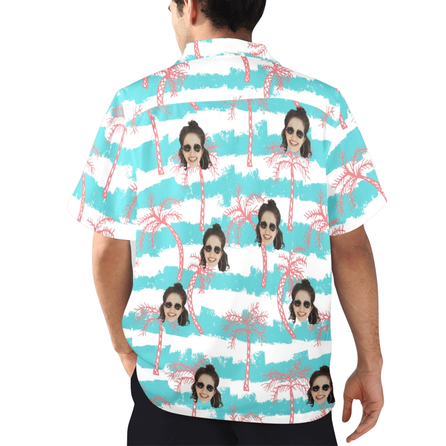 Custom Face Azure Wave Coconut Shore Hawaiian Shirt | Personalized Tropical Aloha Shirt For Spring/Summer Vacation