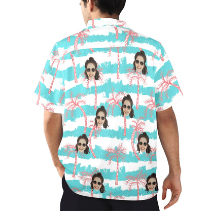 Custom Face Azure Wave Coconut Shore Hawaiian Shirt | Personalized Tropical Aloha Shirt For Spring/Summer Vacation