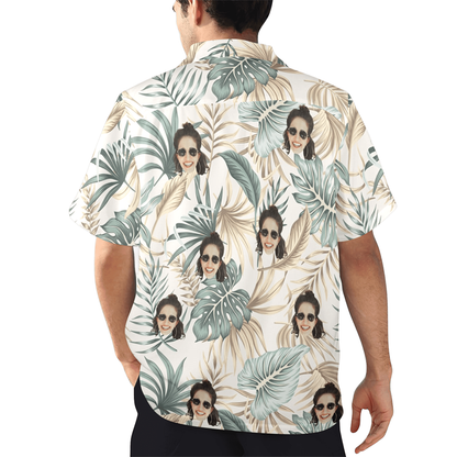 Custom Face Palm Leaves Hawaiian Shirt | Personalized Tropical Aloha Shirt Birthday/Anniversary Gift