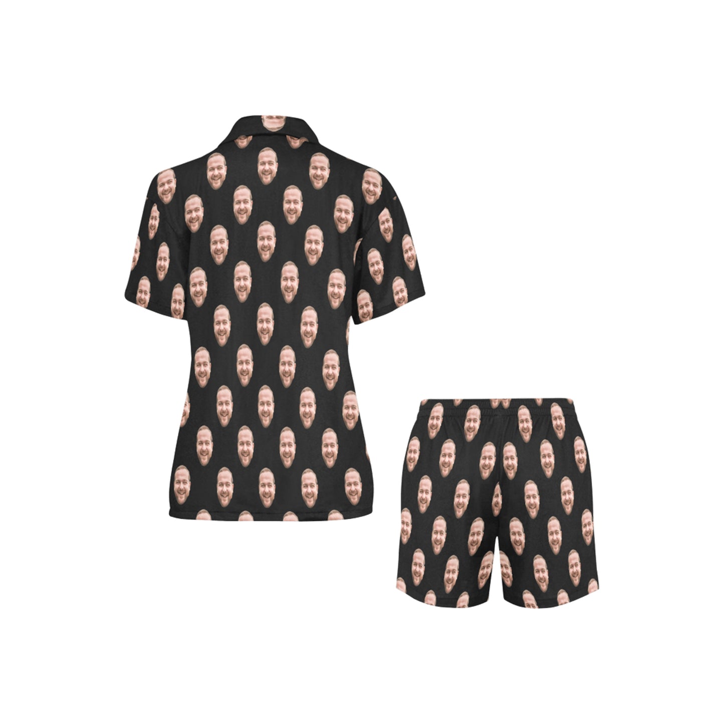Custom Husband/Boyfriend Face Pajamas | Personalized Women's V-Neck Short Pajama Set For Honeymoons