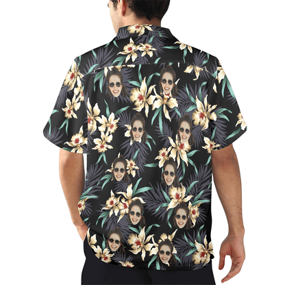 Custom Face Lily Flowers Hawaiian Shirt | Personalized Tropical Aloha Shirt For Cruise Trip