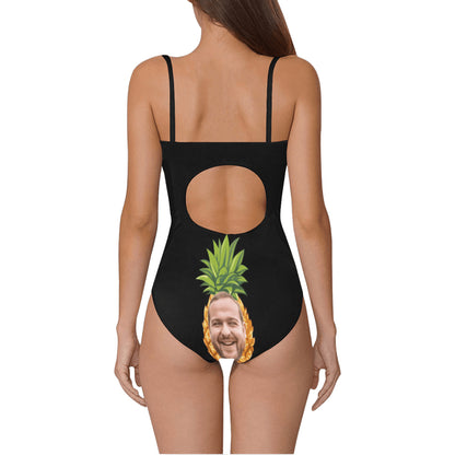 Custom Pineapple Face Swimsuit | Unique Women's Slip One-Piece Bathing Suit Couple Prank Gifts