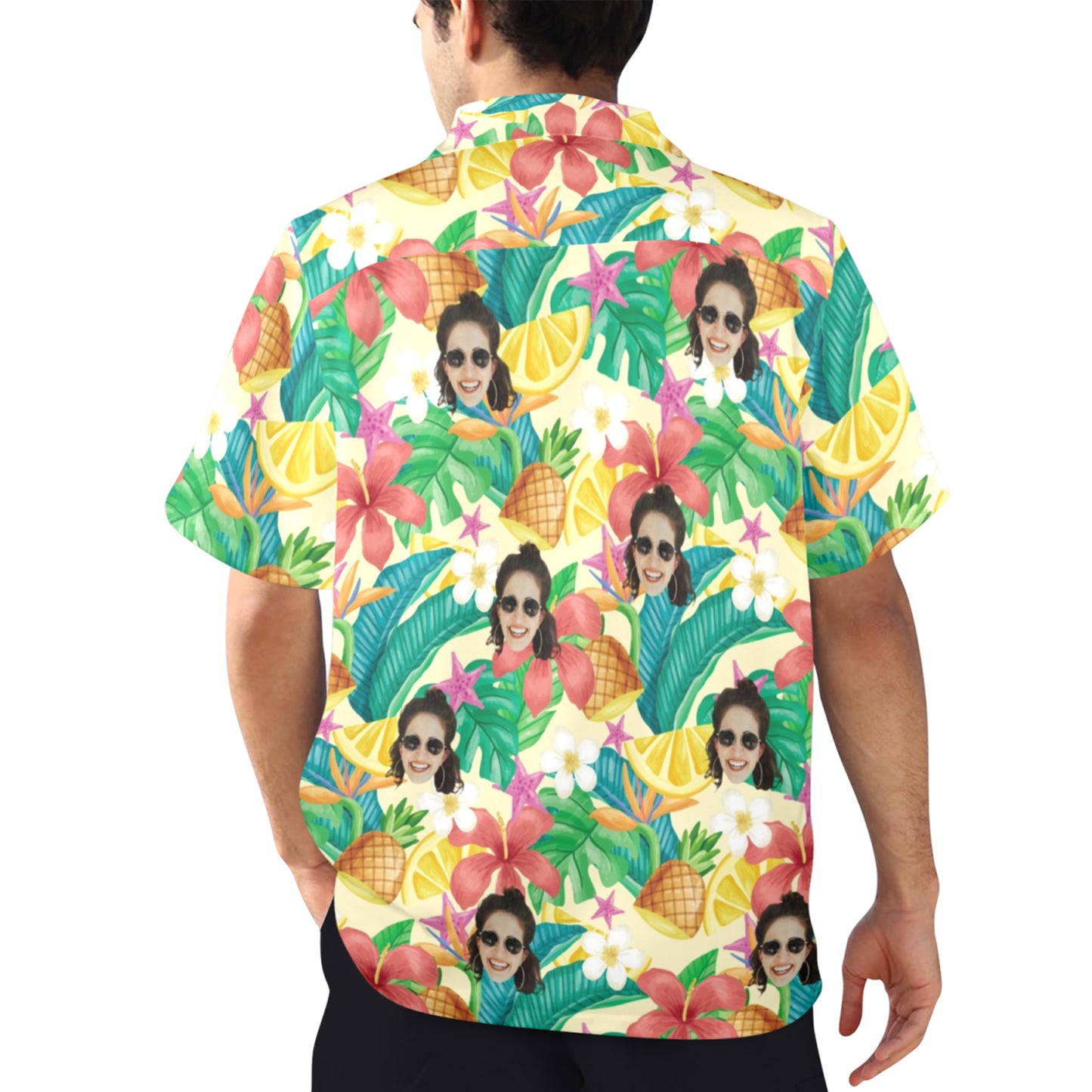 Custom Exotic Flowers & Fruits Face Hawaiian Shirt | Personalized Tropical Aloha Shirt Father's Day Gift