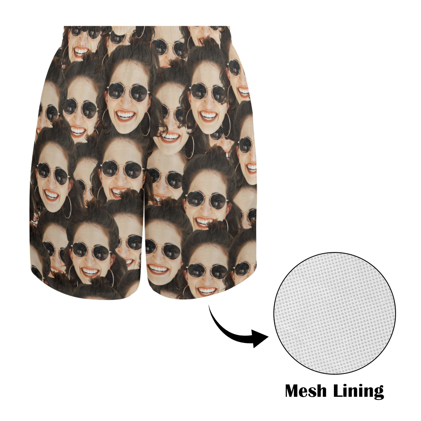 [Recommend]Custom Dense Face Beach Shorts | Personalized Photo Men's Elastic Swim Trunks