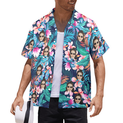 Hot Recommend Custom Face Sea Flower Hawaiian Shirt | Personalized Tropical Aloha Shirt
