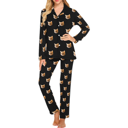 Custom Husband/Boyfriend Face Pajamas | Personalized Women's Long Pajama Set Christmas Gift