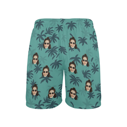 Custom Face Tommy Vercetti Beach Shorts | Personalized Photo Men's Elastic Swim Trunks Party Gifts