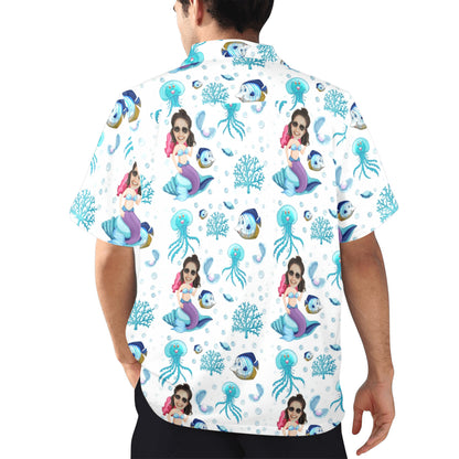 Custom Mystic Mermaid Face Hawaiian Shirt | Personalized Tropical Aloha Shirt Prank Surprise Gifts