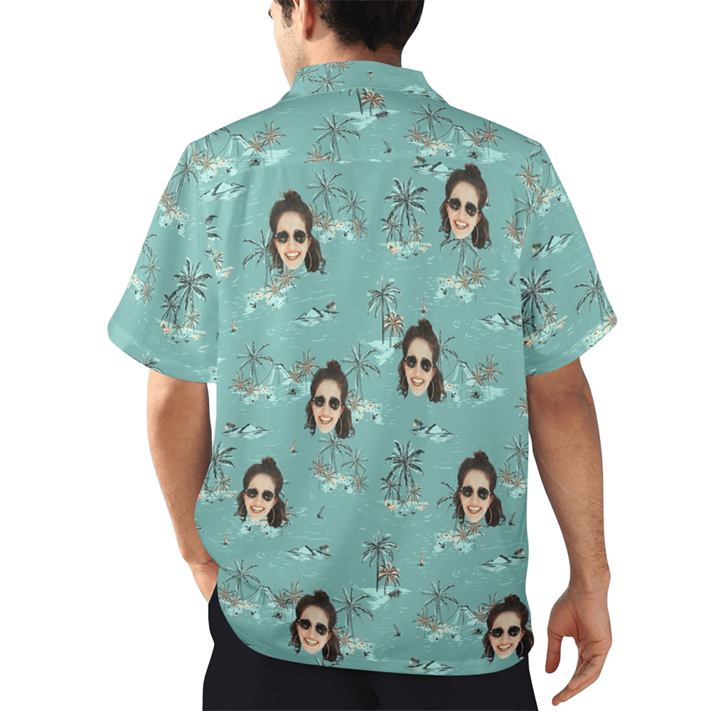 Custom Face Coconut Tree&Island Hawaiian Shirt | Personalized Tropical Aloha Shirt Birthday&Bachelor Party Gift