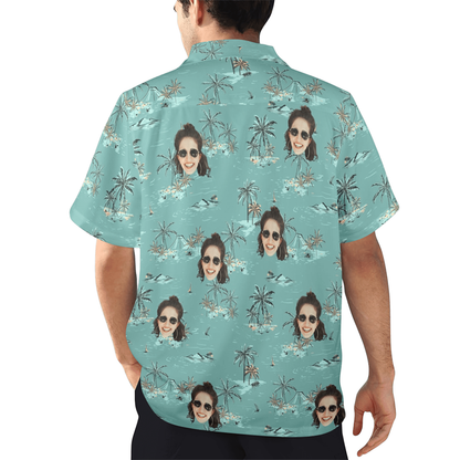 Custom Face Coconut Tree&Island Hawaiian Shirt | Personalized Tropical Aloha Shirt Birthday&Bachelor Party Gift