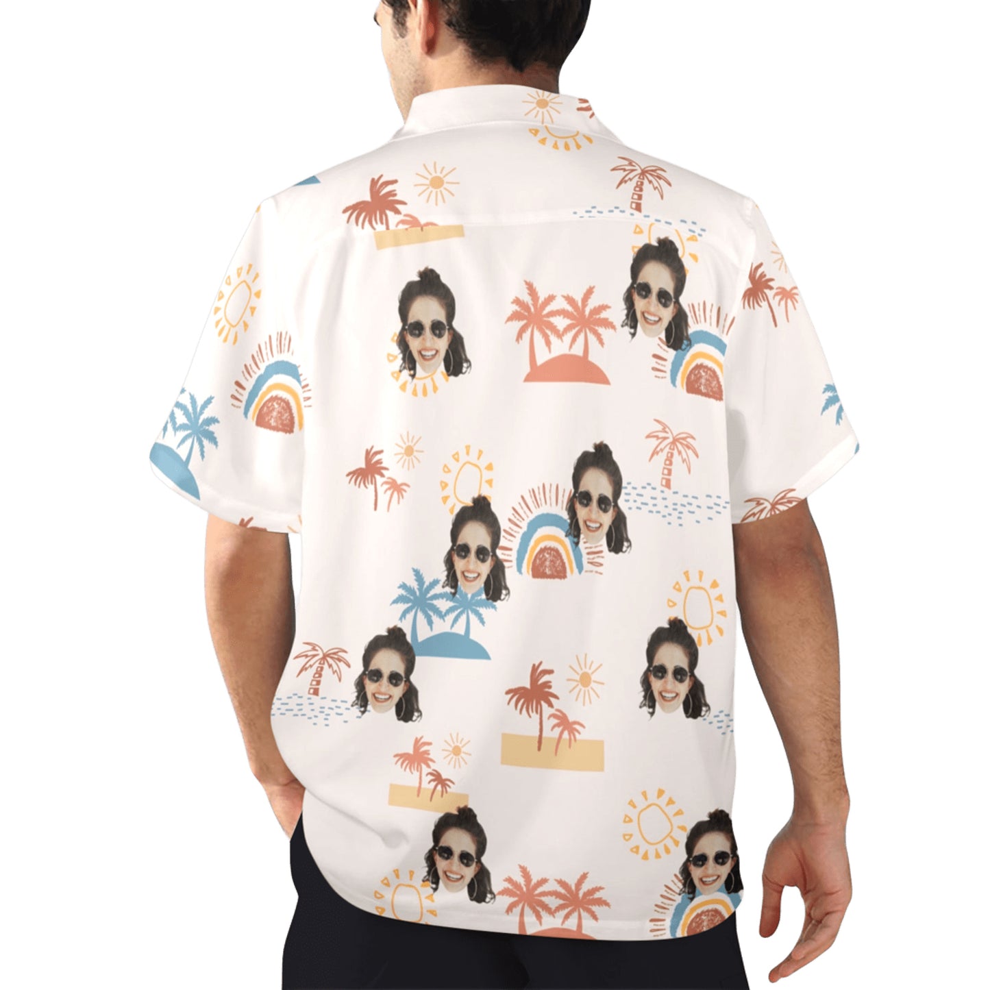Custom Face Anime Sunset Coconut Breeze Hawaiian Shirt | Personalized Tropical Aloha Shirt For Wedding/Bachelor Party