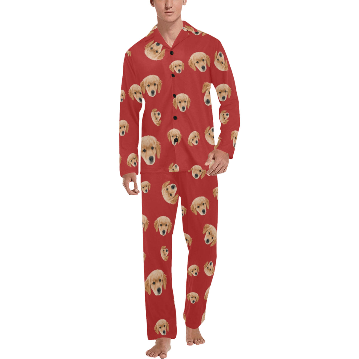 Custom Face Multi-Color Pajamas | Personalized Men's Long Pajama Set Birthday Party Gift