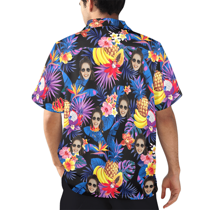 Custom Face Tropical Fruit Hawaiian Shirt | Personalized Tropical Aloha Shirt Bachelor Party Gift