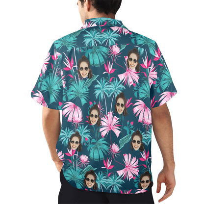 Custom Face Coconut Flowers Hawaiian Shirt | Personalized Tropical Aloha Shirt Beach Cruise Party Gift