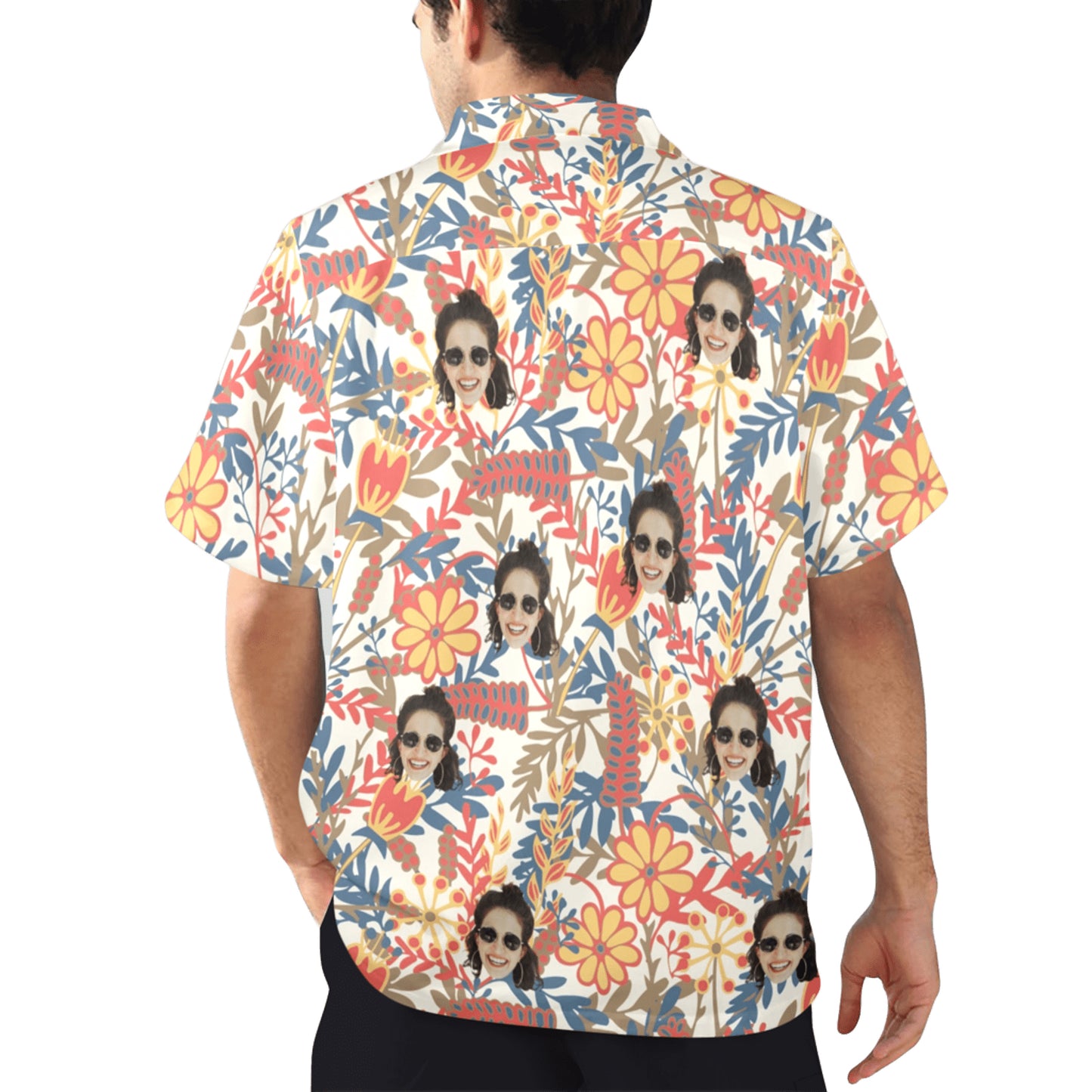 Custom Face Vibrant Floral Watercolor Hawaiian Shirt | Personalized Tropical Aloha Shirt For Birthday Surprise