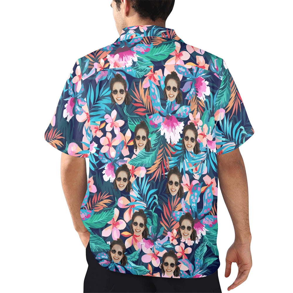 Hot Recommend Custom Face Sea Flower Hawaiian Shirt | Personalized Tropical Aloha Shirt