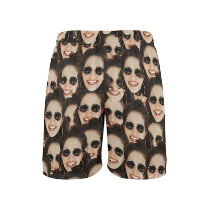 [Recommend]Custom Dense Face Beach Shorts | Personalized Photo Men's Elastic Swim Trunks