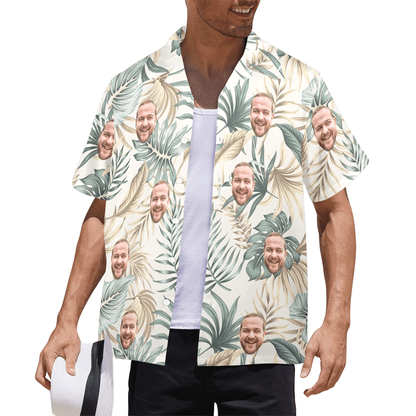 Custom Face Palm Leaves Hawaiian Shirt | Personalized Tropical Aloha Shirt Birthday/Anniversary Gift