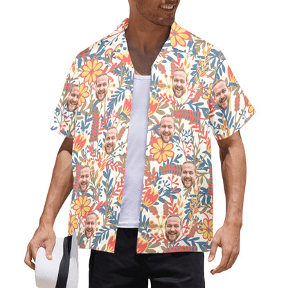 Custom Face Vibrant Floral Watercolor Hawaiian Shirt | Personalized Tropical Aloha Shirt For Birthday Surprise