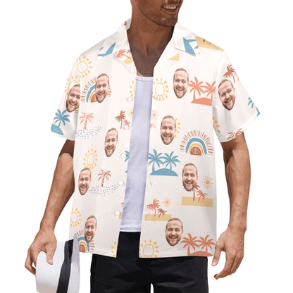 Custom Face Anime Sunset Coconut Breeze Hawaiian Shirt | Personalized Tropical Aloha Shirt For Wedding/Bachelor Party