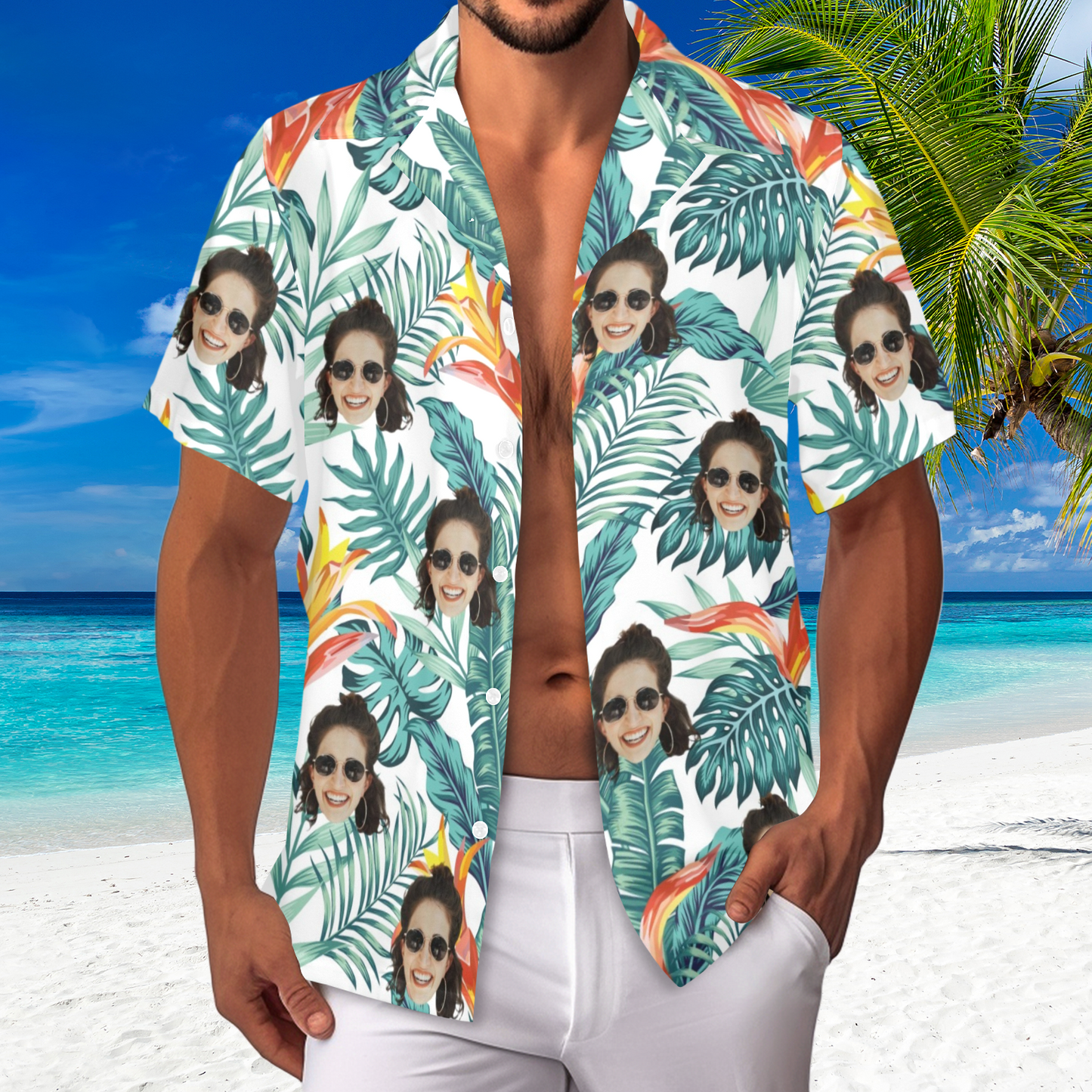 Custom Face seaweed Hawaiian Shirt | Personalized Tropical Summer Shirt Vacation Party Gift