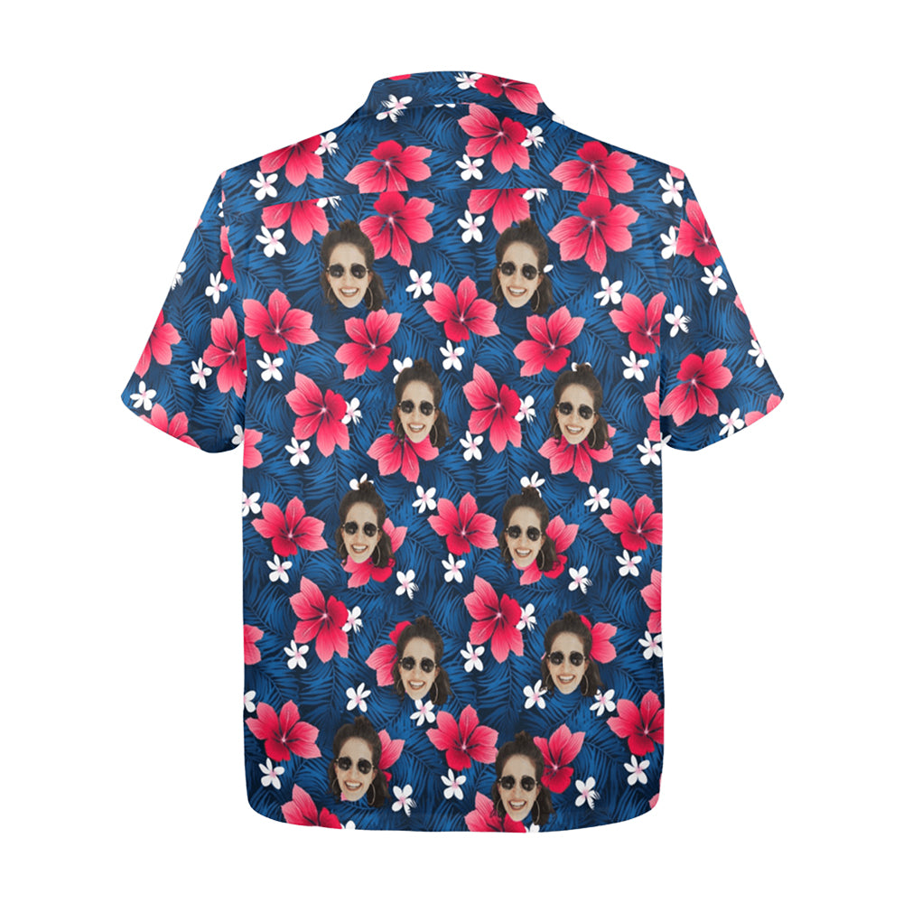 Custom Face Flower Petals Hawaiian Shirt | Personalized Tropical Aloha Shirt Father's Day Gift