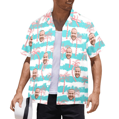 Custom Face Azure Wave Coconut Shore Hawaiian Shirt | Personalized Tropical Aloha Shirt For Spring/Summer Vacation