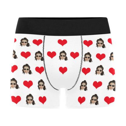Custom Heart Face Underwear | Personalized Photo Men's Boxer Briefs For Boyfriend/Husband