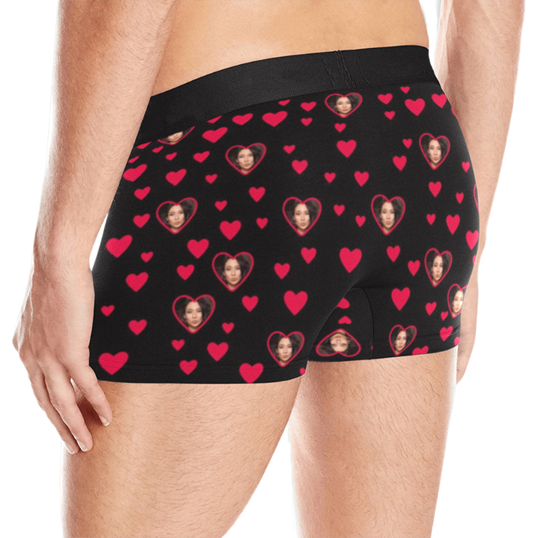 Custom Big Face For Love Underwear | Personalized Photo Men's Boxer Briefs Valentine's Day Gift