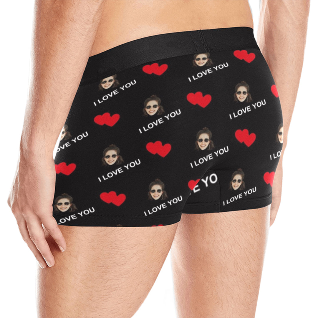 Custom Love Heart Face Underwear | Personalized Photo Men's Boxer Briefs For Valentine's Day/Anniversary