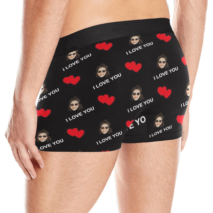 Custom Love Heart Face Underwear | Personalized Photo Men's Boxer Briefs For Valentine's Day/Anniversary
