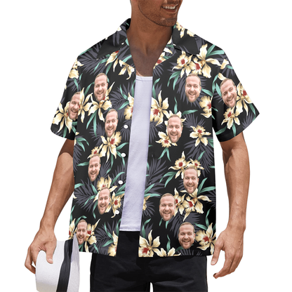 Custom Face Lily Flowers Hawaiian Shirt | Personalized Tropical Aloha Shirt For Cruise Trip