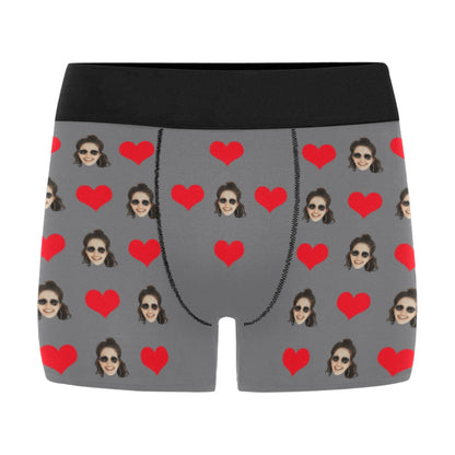 Custom Heart Face Underwear | Personalized Photo Men's Boxer Briefs For Boyfriend/Husband