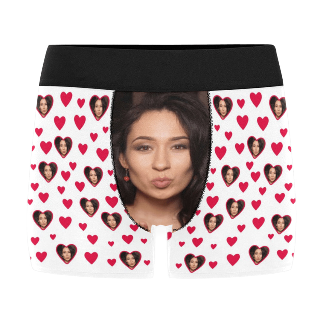 Custom Big Face For Love Underwear | Personalized Photo Men's Boxer Briefs Valentine's Day Gift