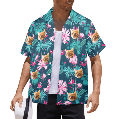 Custom Face Coconut Flowers Hawaiian Shirt | Personalized Tropical Aloha Shirt Beach Cruise Party Gift