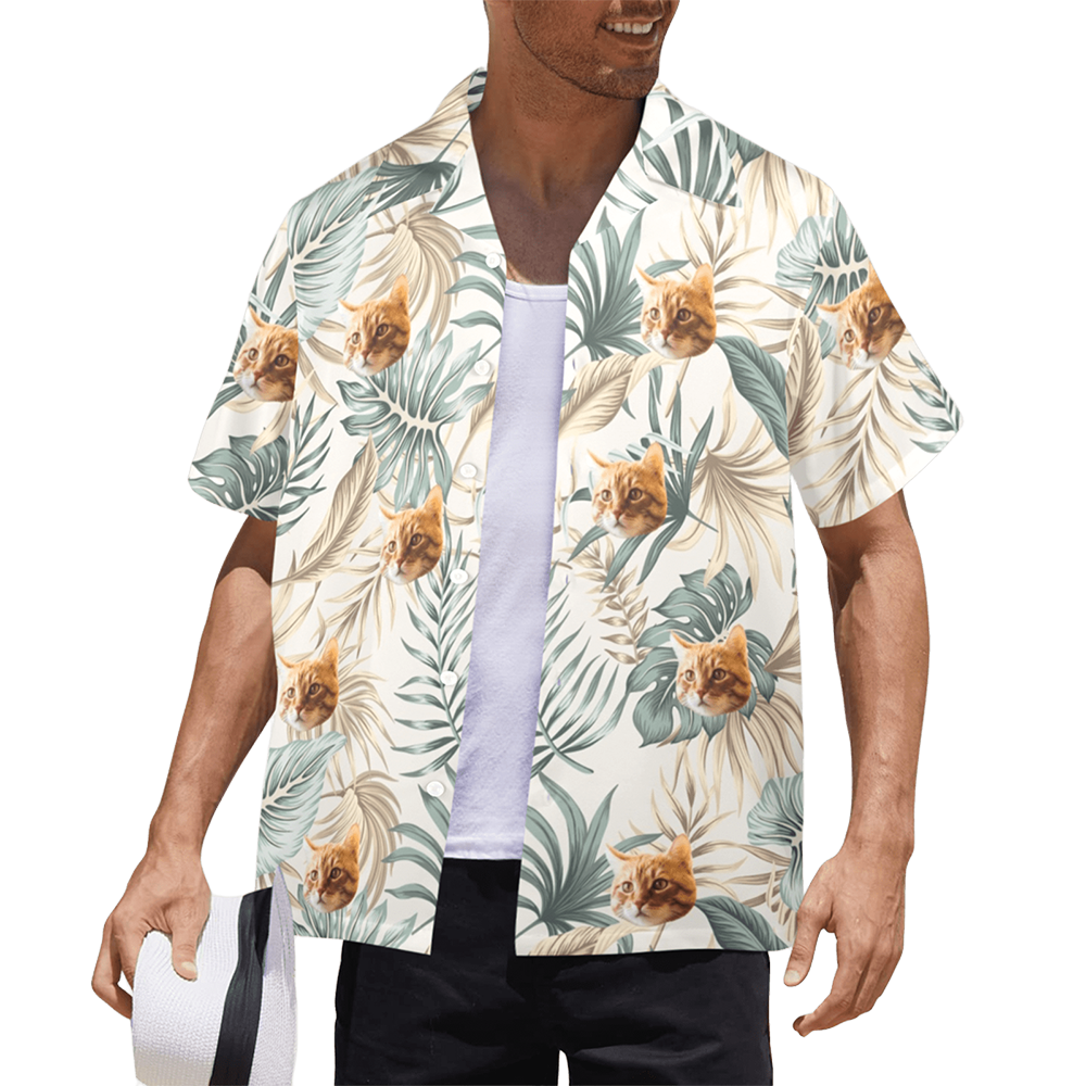 Custom Face Palm Leaves Hawaiian Shirt | Personalized Tropical Aloha Shirt Birthday/Anniversary Gift