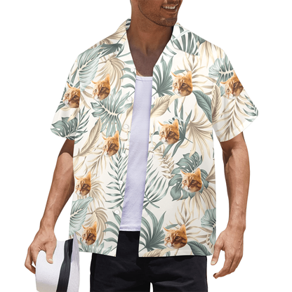 Custom Face Palm Leaves Hawaiian Shirt | Personalized Tropical Aloha Shirt Birthday/Anniversary Gift