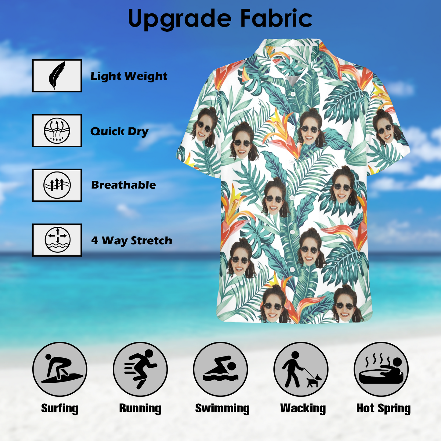 Custom Face seaweed Hawaiian Shirt | Personalized Tropical Summer Shirt Vacation Party Gift