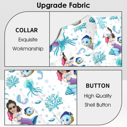 Custom Mystic Mermaid Face Hawaiian Shirt | Personalized Tropical Aloha Shirt Prank Surprise Gifts