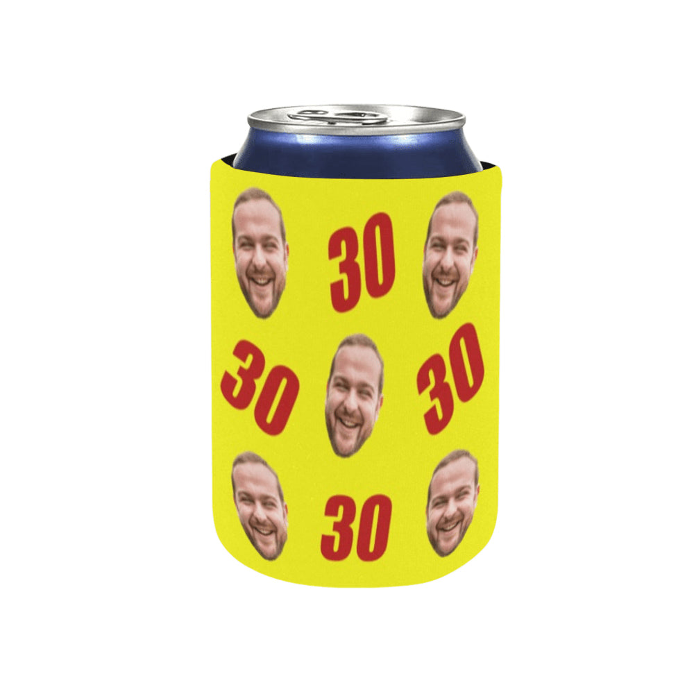 Personalized Face&Age Can Cooler | Custom Neoprene Koozies Non Slip for Beer Cans&Bottles Funny Birthday Party Favors