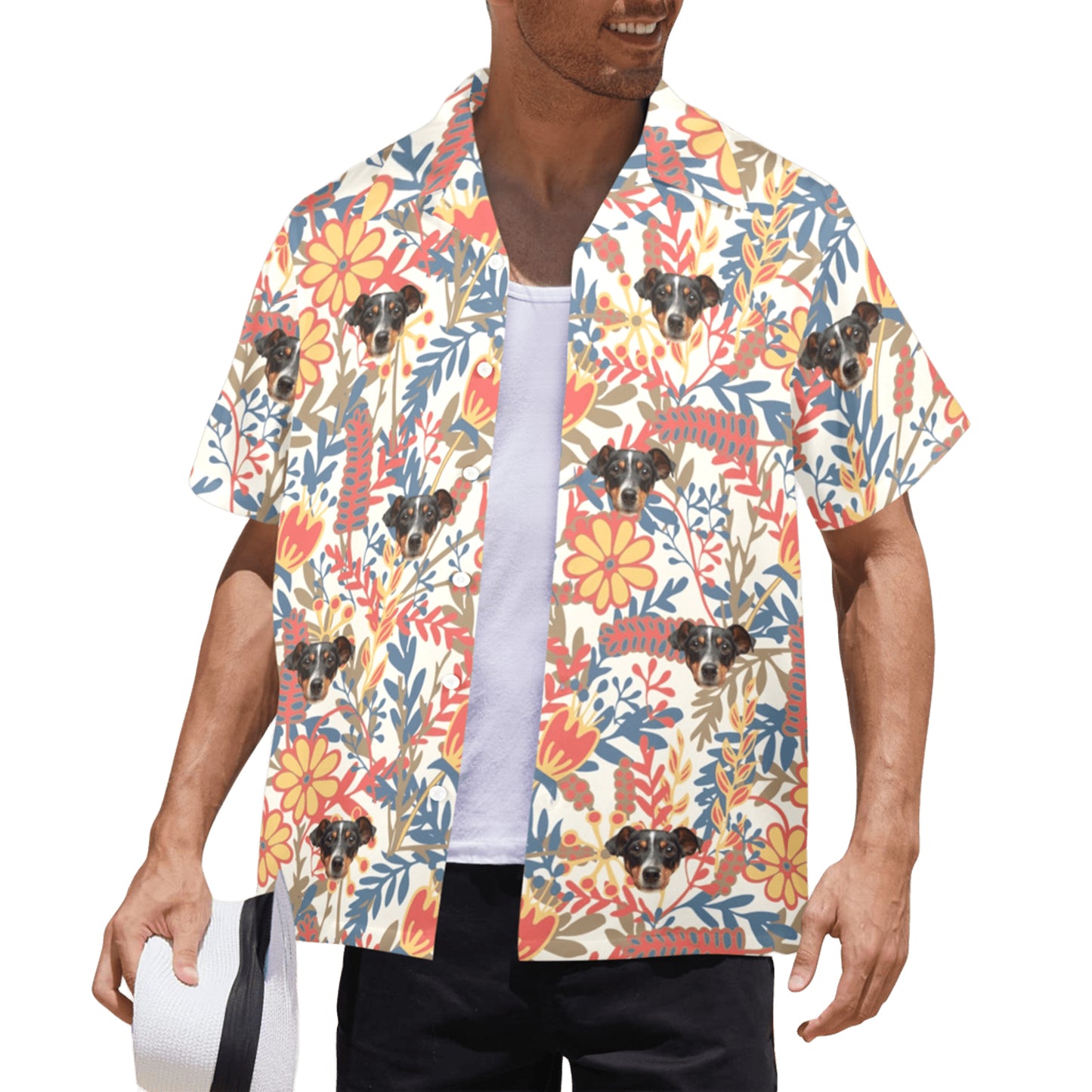 Custom Face Vibrant Floral Watercolor Hawaiian Shirt | Personalized Tropical Aloha Shirt For Birthday Surprise