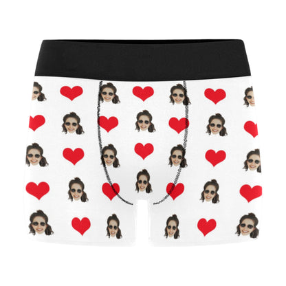 Custom Love Heart Face Underwear | Personalized Photo Men's Boxer Briefs For Anniversary